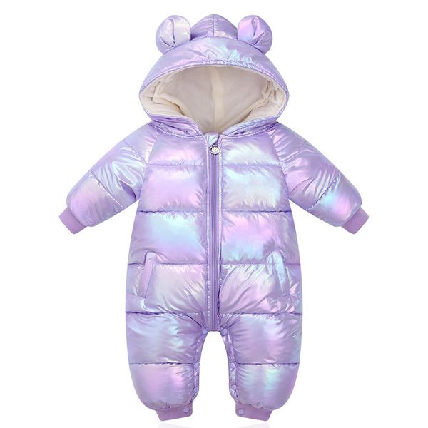 

new plus velvet jumpsuits baby winter rompers cartoon hooded shiny waterproof newborn girls snowsuit toddler boys coat clothes 1005, Blue