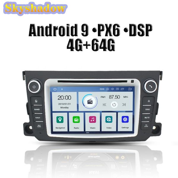 

player dsp car dvd px6 ips android 9.0 4gb 64gb bluetooth 4.2 rds radio gps google map wifi for smart 2012 2013 2014 2021