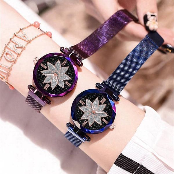 

womens watch flower starry sky luxury ladies watch women stainless steel quartz watch women relogio feminino reloj mujer clock, Slivery;brown