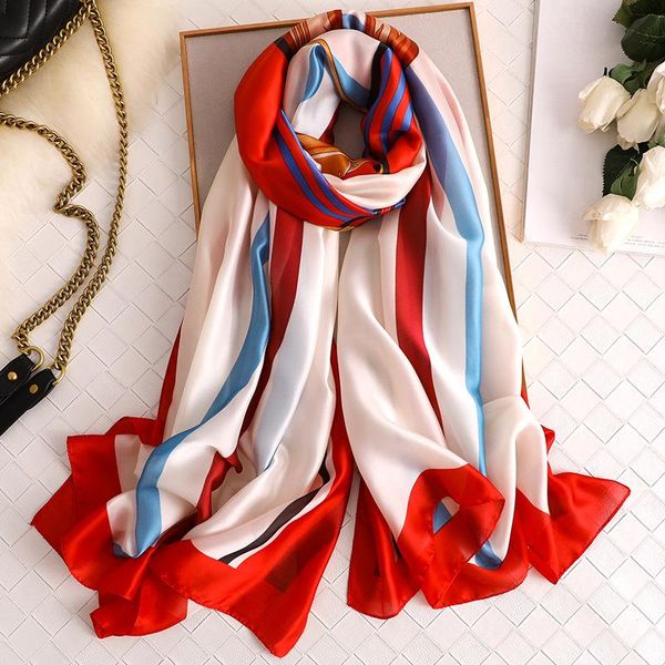 

2020 новый дизайн бренда шелковые шарфы лето женщин шали и палантины печать hijabs платки платки femme пашмины пляж палантины luxury wmtamn, Blue;gray