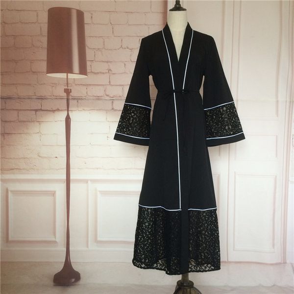 

2021 new national black sleeve with low-necked hollow-necked robe simple female dress commting spring style waistline zurd, Black;gray