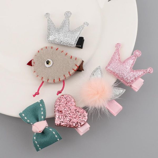 

5 / 6шт детские детские зажимы для волос аксессуары для волос для девочек детские прикосновение волосы барэт бартон стара звезда сердце лук, Black;brown