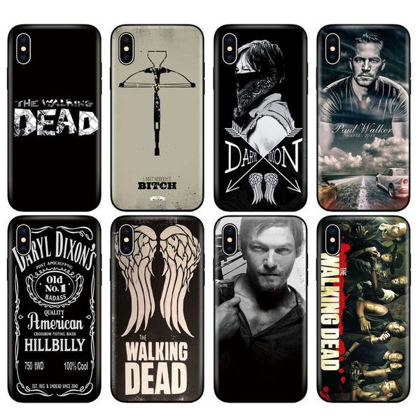 

black tpu case, vip silicone case, 5, 5s, se, 6, 6s, 7, 8 plus, x, 10, xr, xs, 11 pro, max, daryl, dixon, walking deadvfe1