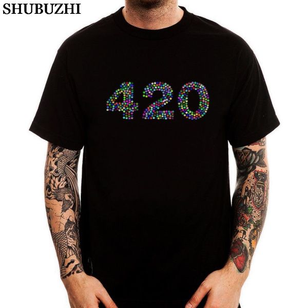 

casual short-sleeved men 420 colorful glitch hallucination logo printed men's t-shirt an casual t-shirt sport hooded sweatshirt hoodie