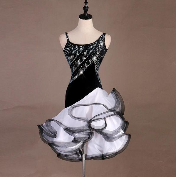 

stage wear latin dance dress black women arrival custom made tango rumba samba skirt competition dresses, Black;red