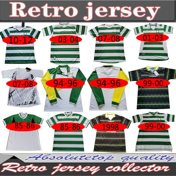 

1982 84 86 89 celtic retro soccer jerseys 1991 1992 1998 1999 football shirts larsson classic vintage sutton 1995 1997 football kits top, Black;yellow