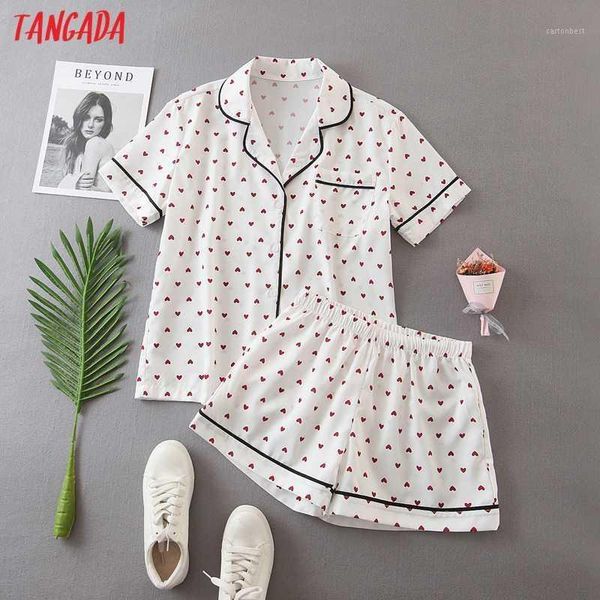 

women's tracksuits tangada 2021 summer women sweet pink heart print shorts set suit 2 piece shirt and hy2341, Gray