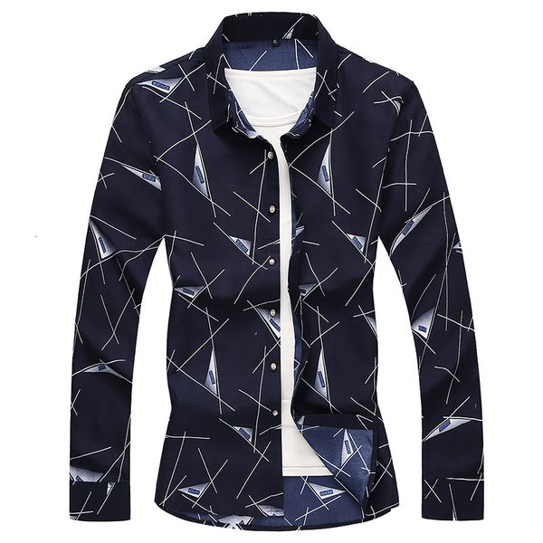 

2020 autumn new plus size men's china star casual geometric printing long sleeve shirt 1238, White;black