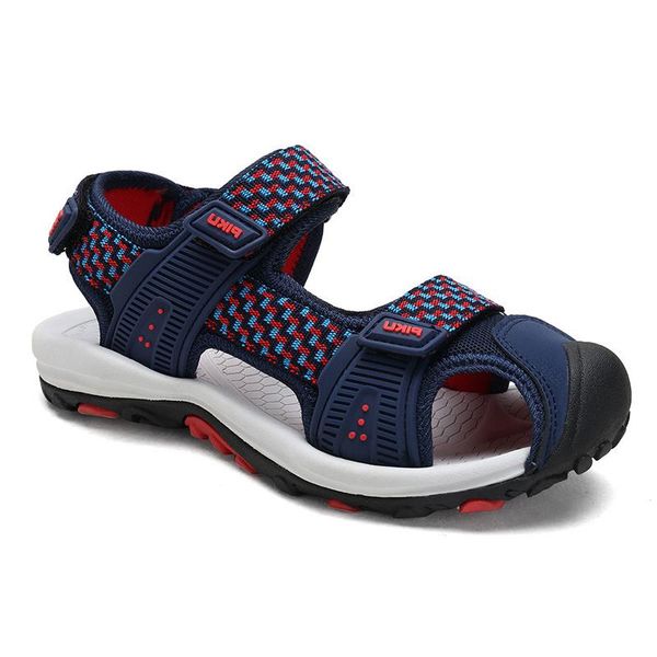 

sandals boys classical summer size 29-40 big kids soft out-sole beach shoes baotou slip-resistant casual footwear, Black;red