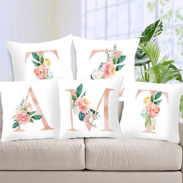

pillow case cover for room necessary 1pc english alphabet letter 45x45cm flower pillowcase home items case1