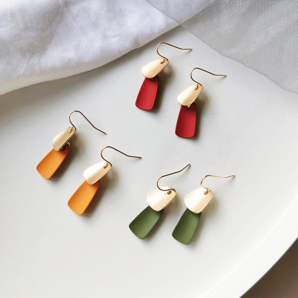 

women earrings matte bump color earrings delicate geometric sense of senior small design and colorful ear hook, Golden;silver