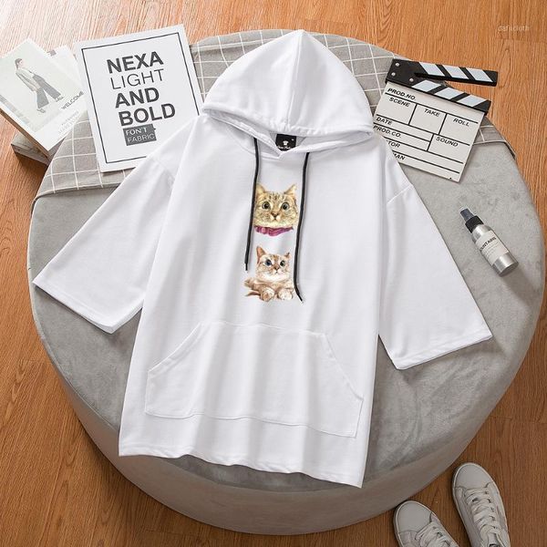 

new short sleeve hoodies women oversized hooded workout sweatshirts casual cotton hoody brand autumn leisure clothing1, Black