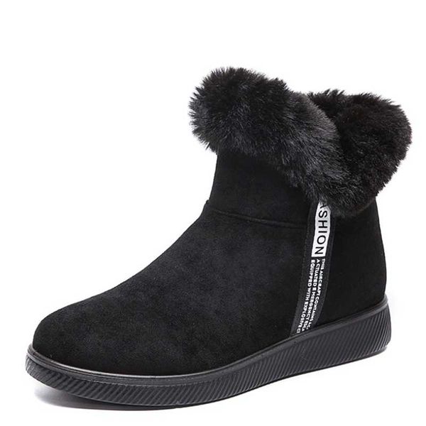 

2020 new winter snow boots women's warm thick-soled short boots plus fleece cotton shoes brand large size women's shoes 35-41, Black