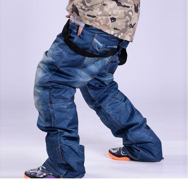 

2020 мужчины лыжные брюки женщины сноуборд брюки зима профессия открытый водонепроницаемый ветрозащитный унисекс снежный брюк дышащий w bbyt, Blue;black