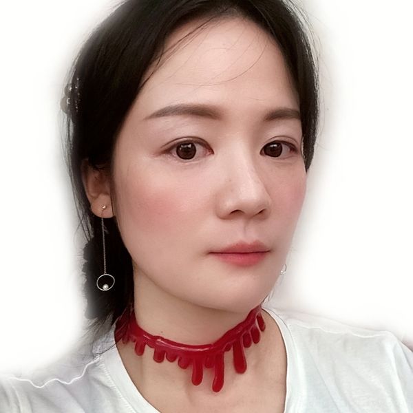 

09am5 halloween vampire new bloody necklace masquerade ball decoration haunted house bar necklacenecklace necklacebar theme blood red pvc ma
