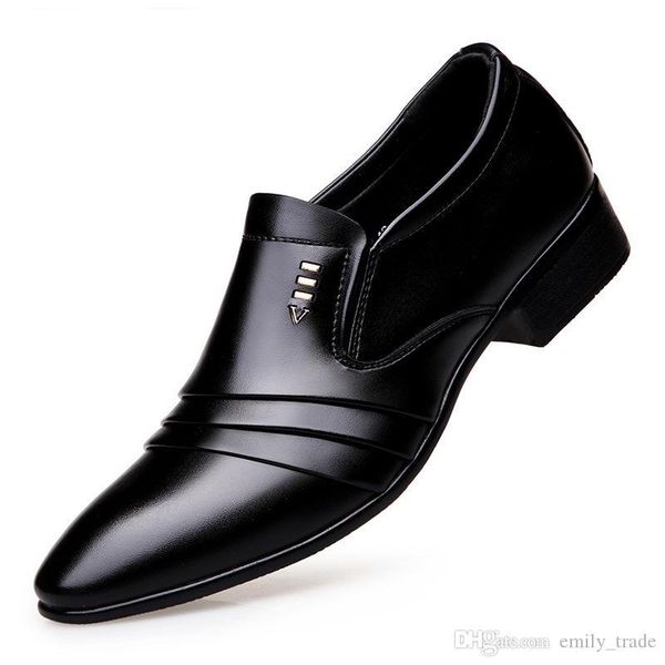 

fashion pointed toe dress shoes men loafers patent leather oxford shoes for men formal mariage wedding shoes, Black