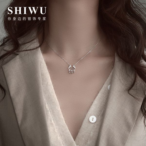 

decorated with ornaments, children wang gufeng, long life safe lock, pure silver necklace, female ruyi, lock a small number of