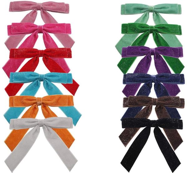 

12 зажимы пк бигуди для девочек craft луки большой волос большой смычков 5,5 в с французский заколка для волос аксессуары для девочек bbycrz, Slivery;white