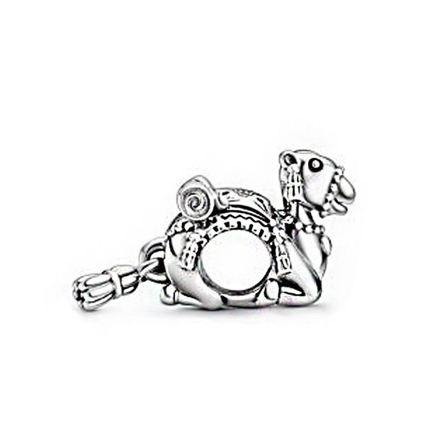 

luxury 2020 new summer silver color camel tassels charms beads fit original pandora bracelets women diy jewelry fashion design, Black