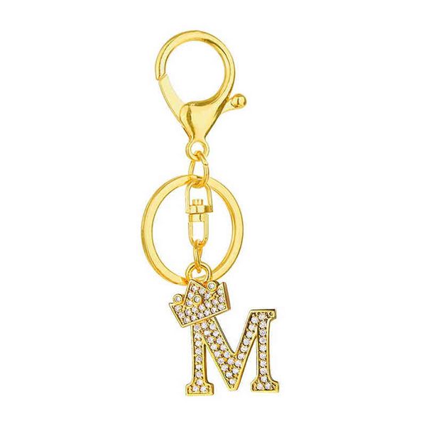 

trendy key fashion crown keychain for women keys accessories 26 alphabet a-z letter gold keyring holder luxury car bag jewelry, Slivery;golden