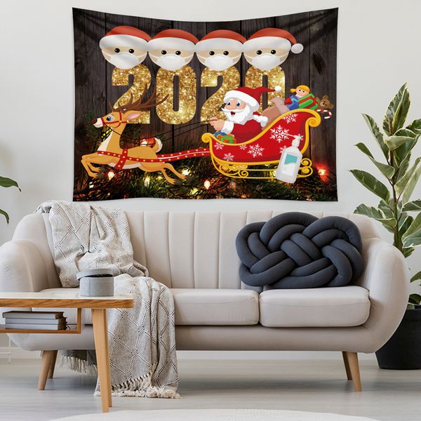 2020 Quarantena Famiglia Alberi di Natale Arazzo Coperta in tessuto Yoga Appeso a parete Arte Grande telo mare Tappeto Tappeto da parete Decorazioni natalizie