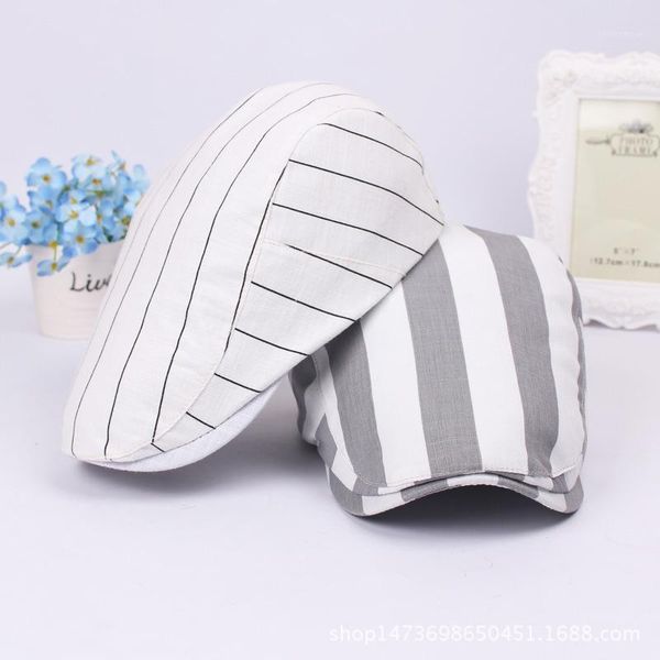 

berets men and women universal hats striped peaked caps male female casual forward cap cotton simple beret autumn outdoor shade hat1, Blue;gray
