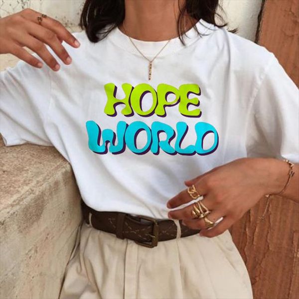 

harajuku t shirts women rm j hope rm ullzang t shirts hope world tshirts cartoon tee female, White