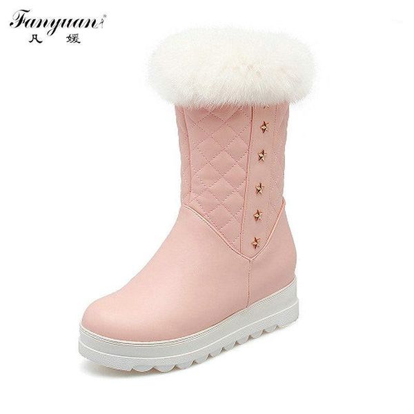 

boots 2021 arrival fashion winter korean style round toe women's shoes height increasing zip ankle plush snow boots1, Black