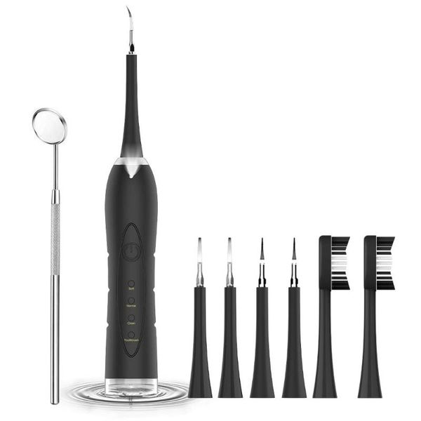 

electric ultrasonic sonic dental scaler tooth calculus remover cleaner tooth stains tartar tool with 5 replaceable brush head