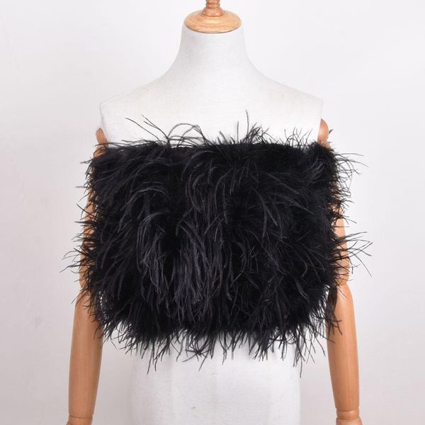 

women's fur & faux 100% natural ostrich hair bra underwear coat real mini skirt, Black