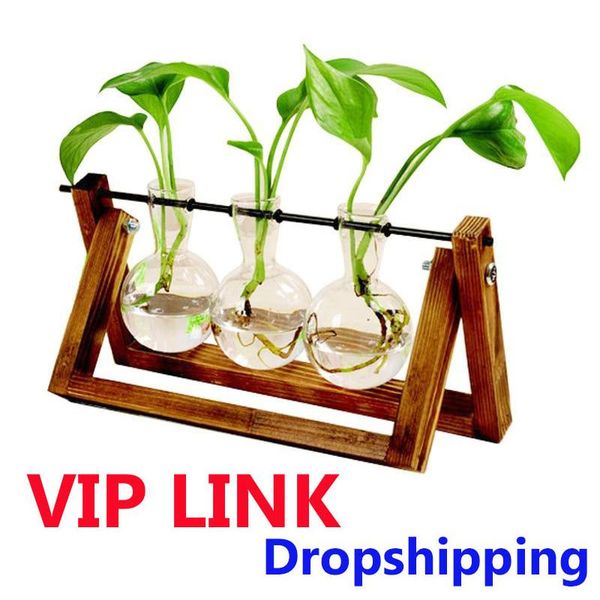 

party favor drop vip link - hydroponic plant vases vintage flower pot transparent vase wooden frame glass tablehome decor