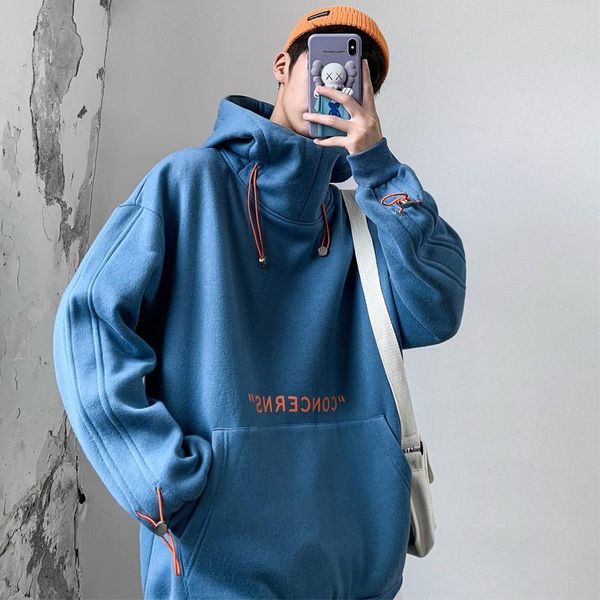 

hip hop hooded hoodies sweatshirts men streetwear solid pullover sweatshirt hoodies men new 2020 autumn sweatshirt men, Black
