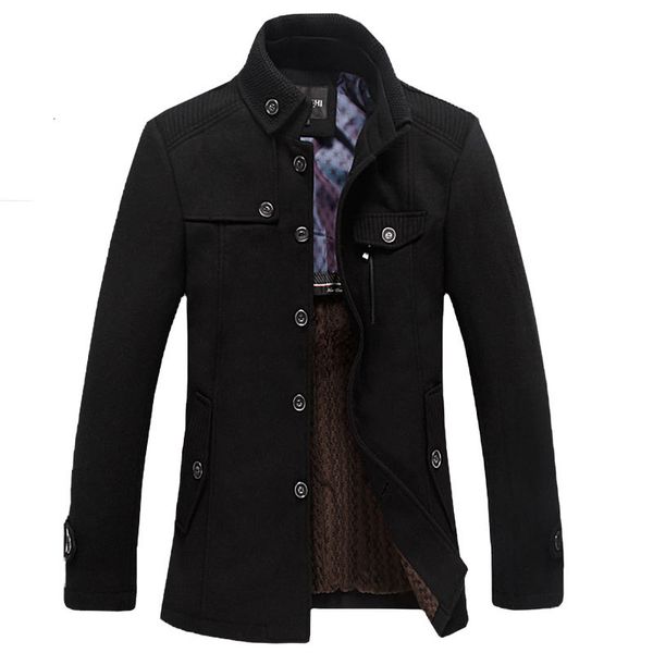 

2021 new windbreaker winter wool coat casual men's wear collar coats male clothes palto 7rah, Black