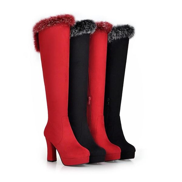 

2020 botas mujer большой размер 34-43 колено высокие сапоги толстая подошва платформы длинные зимние теплые ботинки снега x15-189, Black