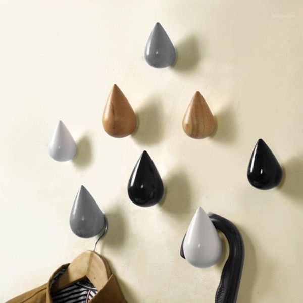 

hooks & rails creative kitchen bathroom room hook 1 pcs wood wall hanger chic water drop door coat hat single holde1