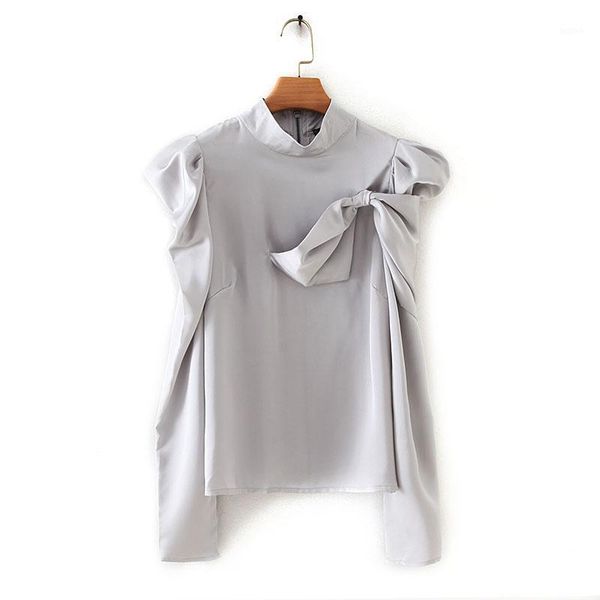 

stylish women blouse autumn 2019 new fashion turtleneck long puff sleeve shirt modern lady casual 1, White