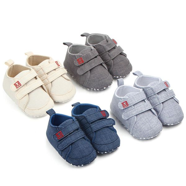 Новые Canvas Baby Спортивные кроссовки Обувь новорожденных Baby Boys Girls First Walkers Обувь младенческая малыша мягкая подошва противоскользящая детская обувь