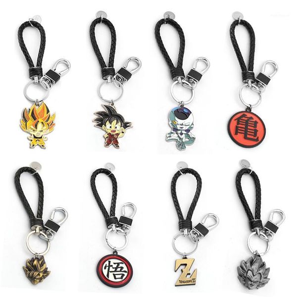 

anime z keychain men car woven leather metal son goku vegeta trunks key chain women bag pendant jewelry llaveros1, Silver