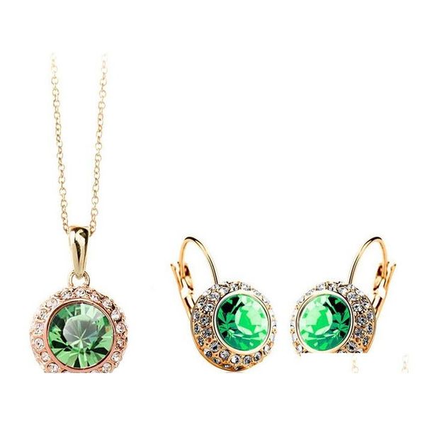 

fashion 2014 new upscale temperament semicircular austrian crystal earrings necklace jewelry sets for women 18k gold plated 5sors, Black