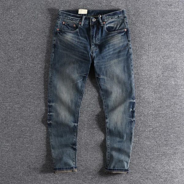 

2020 new arrival youth pants slim fit small straight tube american style men's jeans versatile pants trouser 06321, Blue