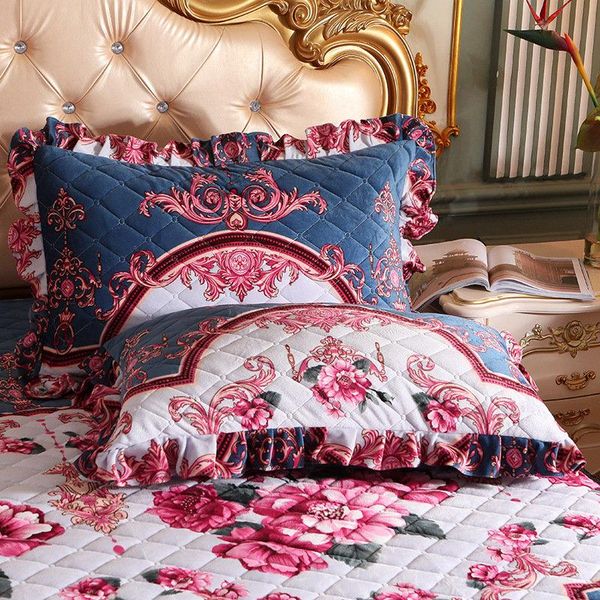 

2pcs warm printed crystal velvet pillow cover rectangle pillow shams home decorative quilted cotton pillowcase soft 48x74cm case