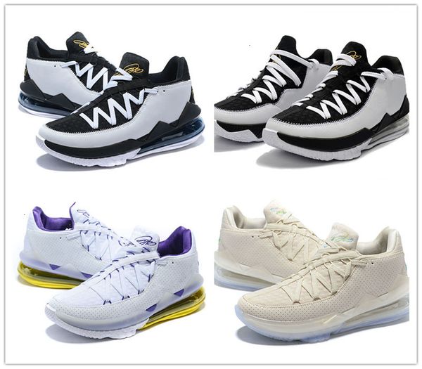 

metallic lakers home 17 gold men basketball low shoes black white voltage purple dynamic yellow 17s mens designer sports sneaker with box