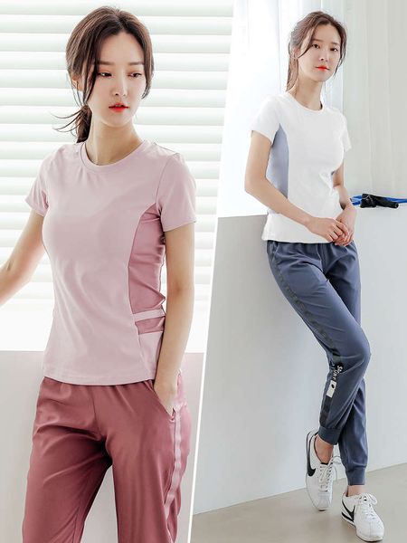 

gym women's quick dry clothes breathable mesh red yoga suit summer morning running set looks and thin, Gray