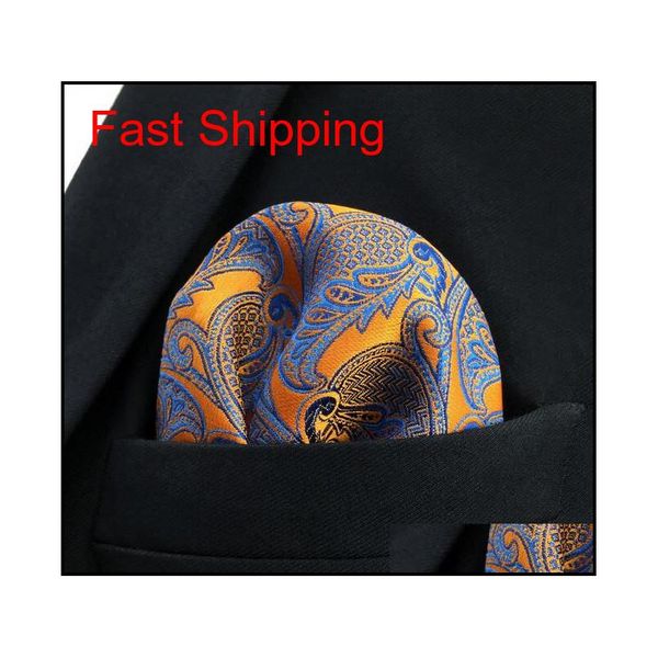 

uh26 paisley orange blue handkerchiefs neckties silk hanky pocket square silk qylxic bdehome, Blue;white