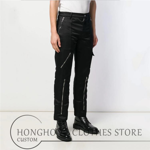 

men's pants 27-44 customized fashionable spring and autumn leisure youth personality slim straight oversized men's overalls1, Black
