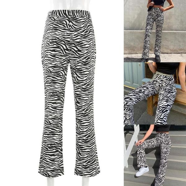 

casual zebra animal print pants harajuku high waist trousers ladies women korean office streetwear summer joggers elegant q2d4, Black;white