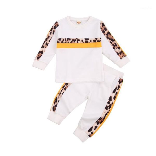 

1-6y fashion children's spring autumn clothing sets round neck long sleeve pullover and pants two-piece suit for boys girls1, White
