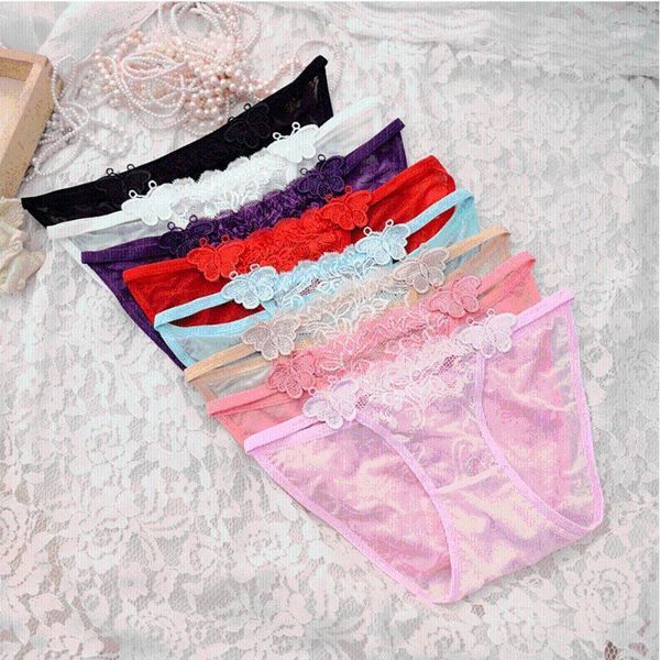 

women panties underwear feminine plastic body embroidery butterfly knot lady panties lace low waist new lingerie eight colors1, Black;pink