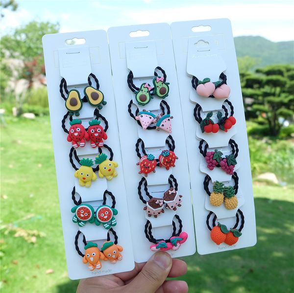 

10pcs/set girls cute cartoon elastic bands animal fruit scrunchies ponytail holder headbands for kids baby hair accessories