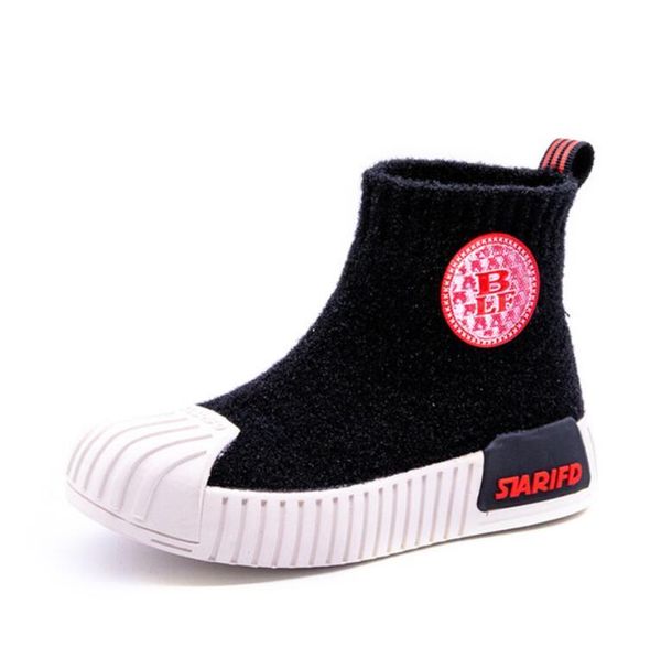 

kids knitte sock winter female male fashion girls princess boys martin boots child casual sport shoes sneakers, Black